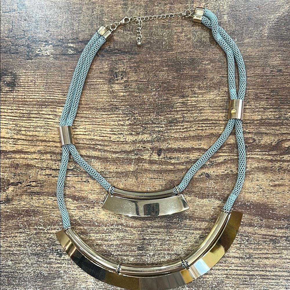 Gold and Greyish Blue Women's Necklace
